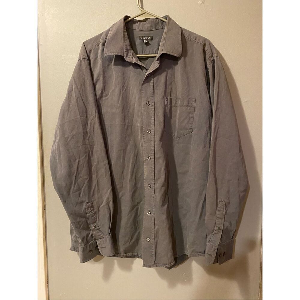 George Grey Long Sleeve Polo Button Up Shirt Size XL